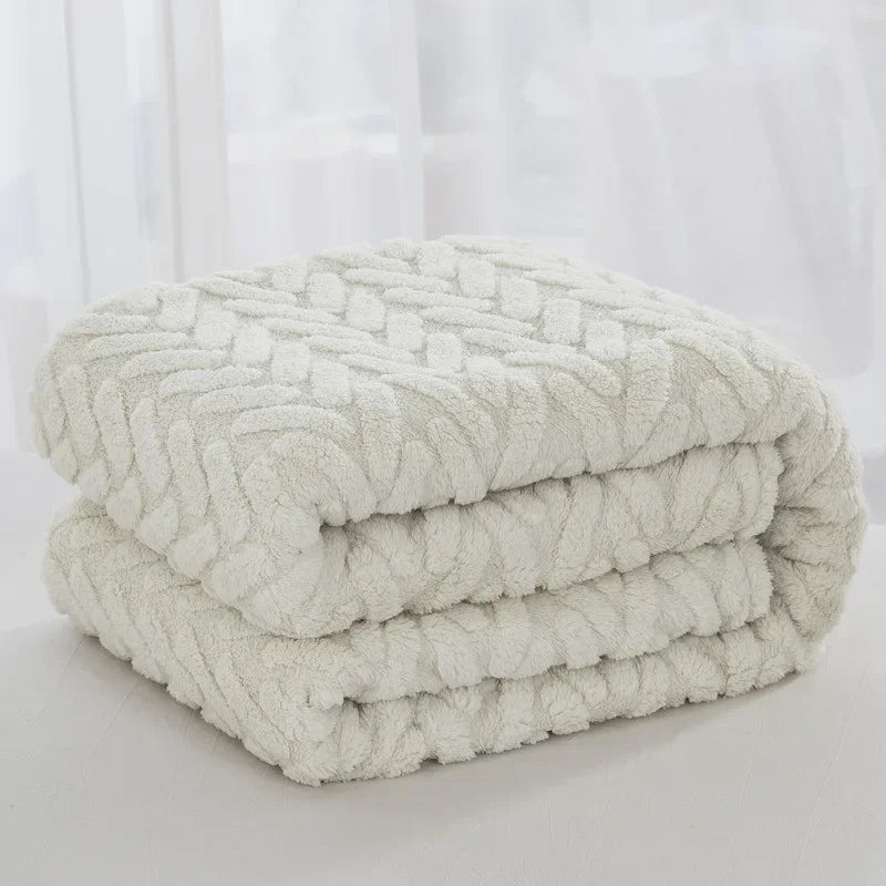 Couverture en Fleece Jacquard CozyWeave | Simple & Double Face | Doux Fleece Tafu & Shu en Coton | Pour l'Automne & l'Hiver