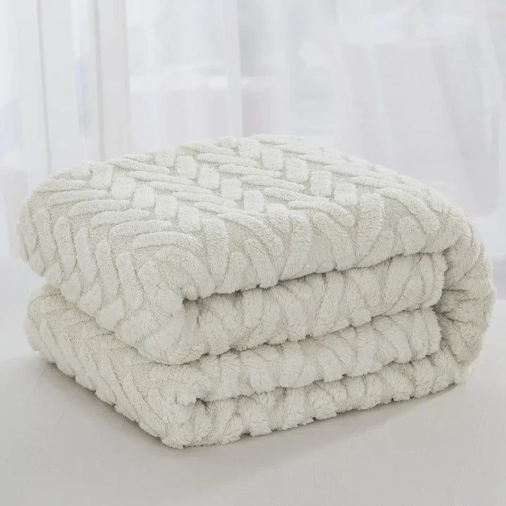Couverture en Fleece Jacquard CozyWeave | Simple & Double Face | Doux Fleece Tafu & Shu en Coton | Pour l'Automne & l'Hiver