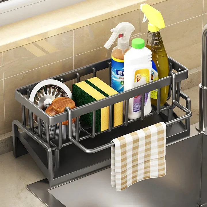 Küchensoft Support pour Éponge de Cuisine | Étagère Multifonctionnelle pour Égoutter | Pour Évier, Chiffons & Liquide Vaisselle | Organisateur Étagère