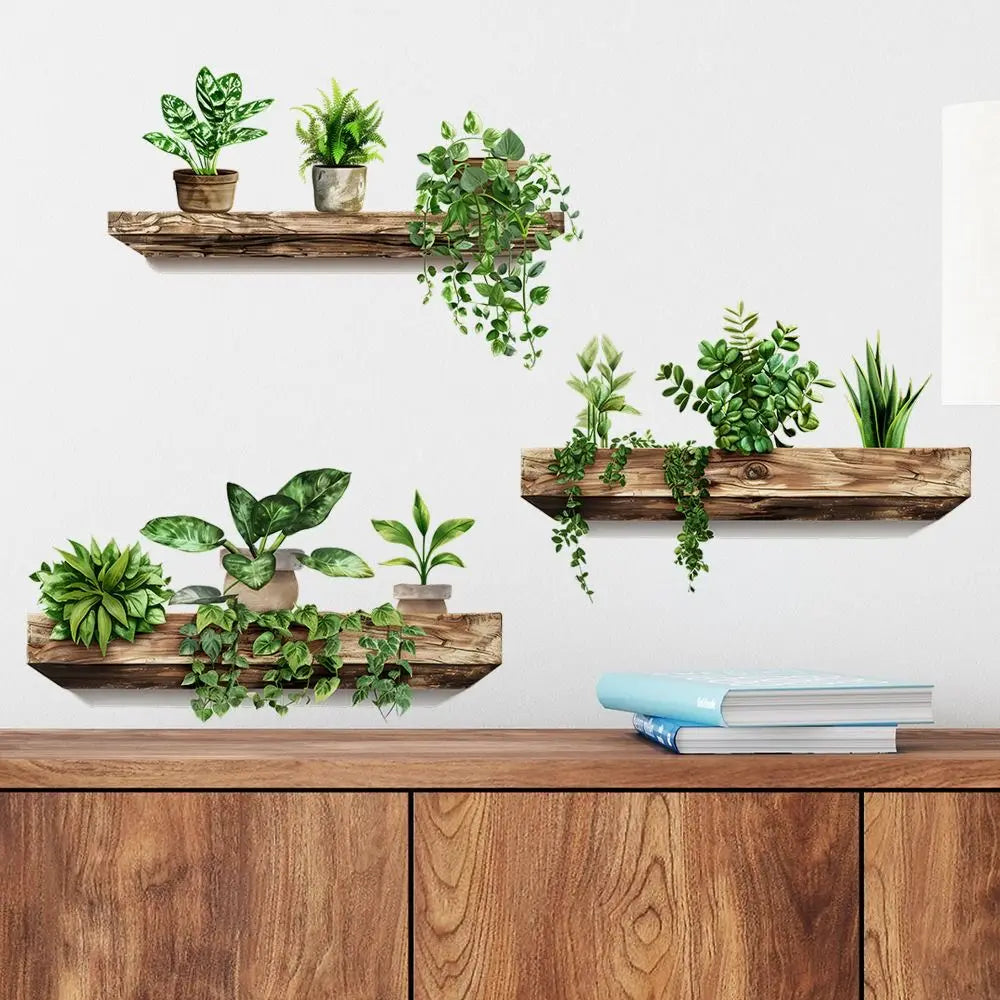 Autocollant mural GreenVista | Design de pot de fleurs | Autocollant et réutilisable | 76 x 39 cm