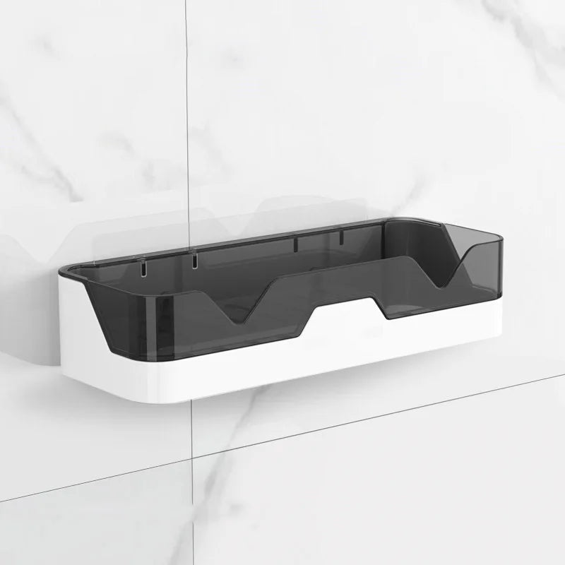 Étagère Murale Novira Salle de Bain & Cuisine | Ventouse Forte | Étanche & Sans Outils | Gris, Marron