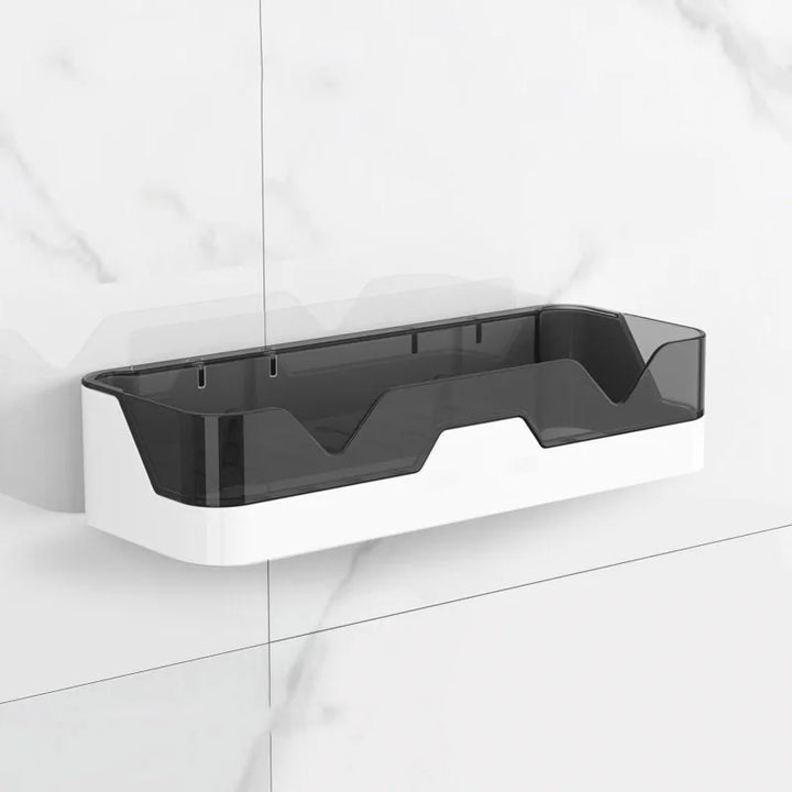 Étagère Murale Novira Salle de Bain & Cuisine | Ventouse Forte | Étanche & Sans Outils | Gris, Marron