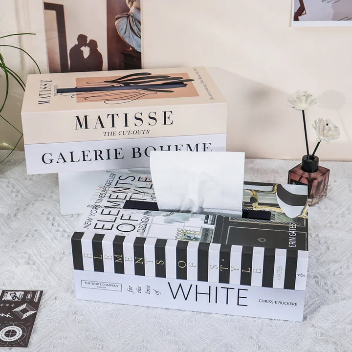 Boîte à mouchoirs PapierLuxe | Design livre | Organisateur de rangement et déco élégant | 26,5×17×9,5 cm