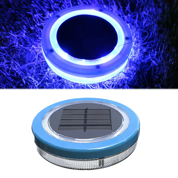 AquaGlow Lumière de Piscine Solaire | Flottante & Étanche | LED Bleue | 11,6×2,5 cm