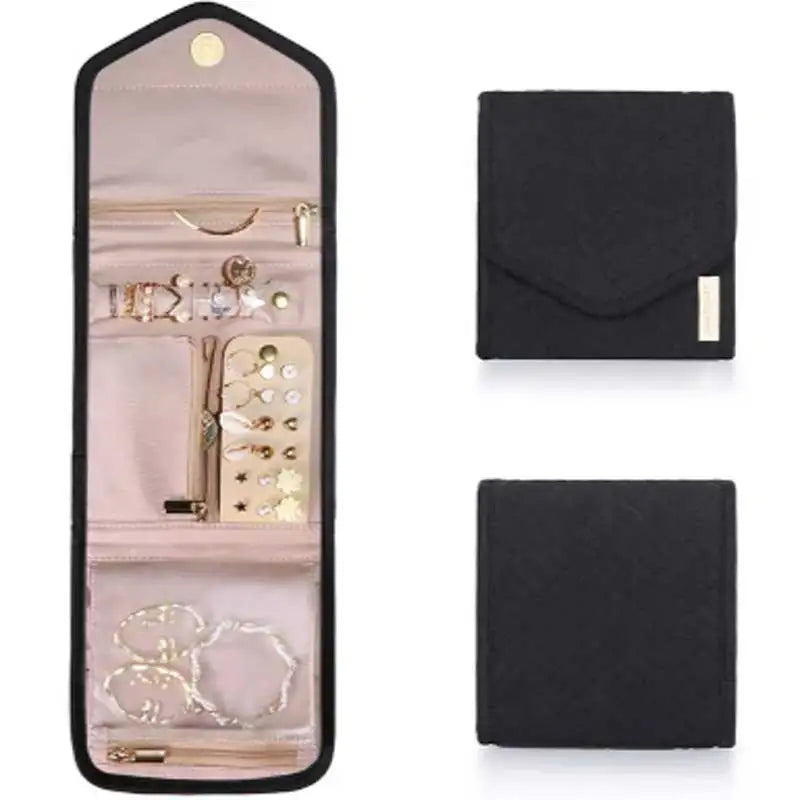 Trousse à bijoux Velmora Roll | Pliable & Gain de place | Pour les voyages & à la maison | Aspect velours en 3 couleurs