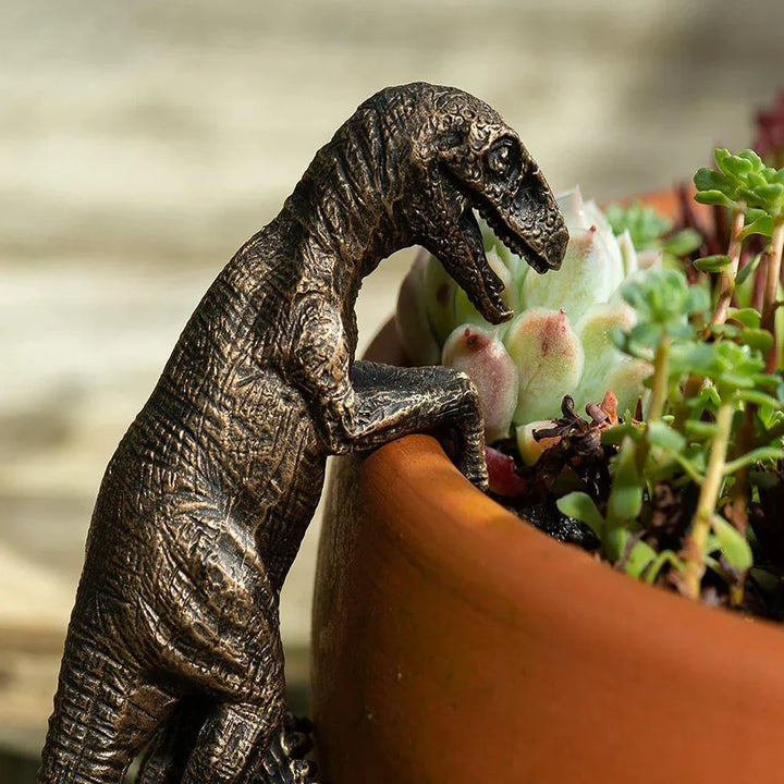 Figurine de pot de fleurs Dinora | Figurine de pot de fleurs dinosaure | Résine | Peint à la main et résistant aux intempéries | Décoration pour le jardin et la maison