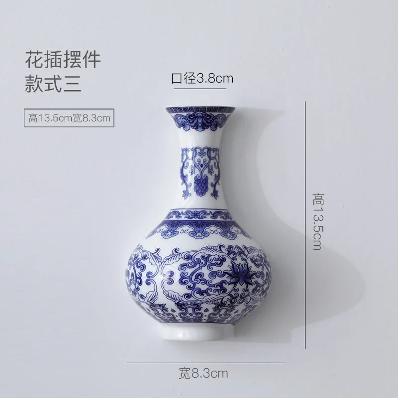 Aurevia | Vase mural en céramique | Bleu-Blanc design antique | Classique & Moderne