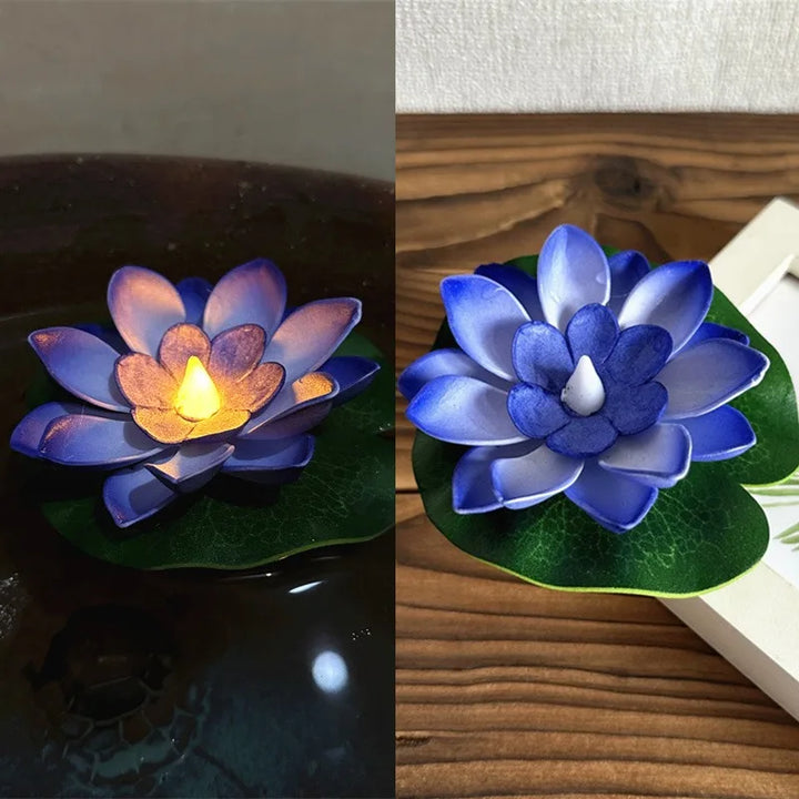 Lampe Lotus Flottante LUMILYA | Capteur d'eau LED | Lumière Blanc Chaud | Pour Étang, Jardin & Fêtes