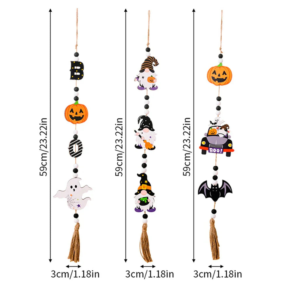 Décoration Suspendue Halloween SpookyCharm | Citrouille, Chauve-souris & Sorcière | Avec Franges | Pour Porte, Mur & Fête