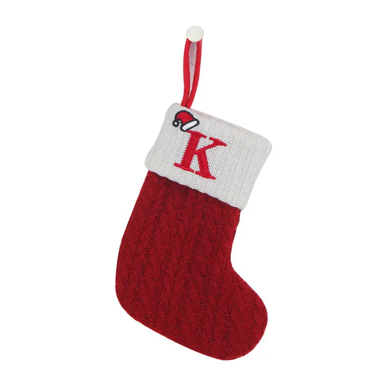 Chaussette de Noël SnowKnit | Tricotée avec un motif de flocons de neige | Décoration de Noël & idée cadeau | 25×15 cm