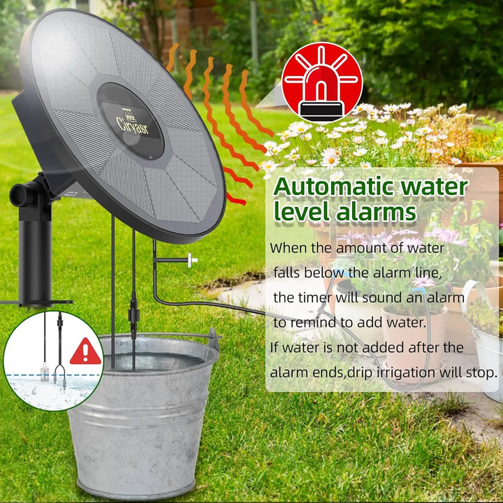 Système d'irrigation solaire AquaSolaris Automatique | Irrigation goutte à goutte avec minuterie et batterie | Pour balcon, jardin et pots de fleurs | Jusqu'à 15 plantes