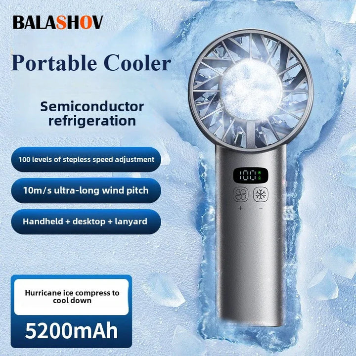 Ventilateur Mini-Frostonic avec refroidissement par glace & affichage LED | Rechargeable USB & Portable | Pour l'extérieur, les voyages & les chaudes journées d'été