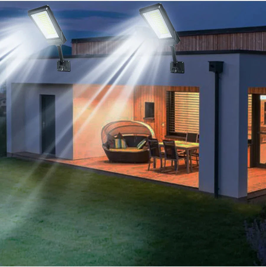 Lampe de rue solaire Heliotrax avec télécommande | 138 LEDs | 3 modes d'éclairage | Étanche IP65 | Pour jardin, allée et cour
