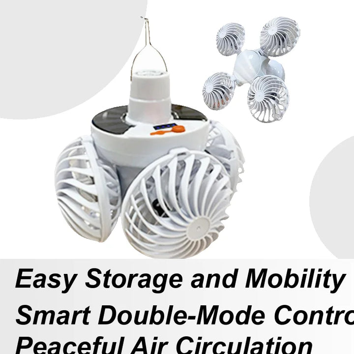 Lampe de Camping Solaire Ventolux avec Ventilateur | Pliable & Portable | 3 Vitesses de Vent & Éclairage LED | Pour Tente, Terrasse & Extérieur