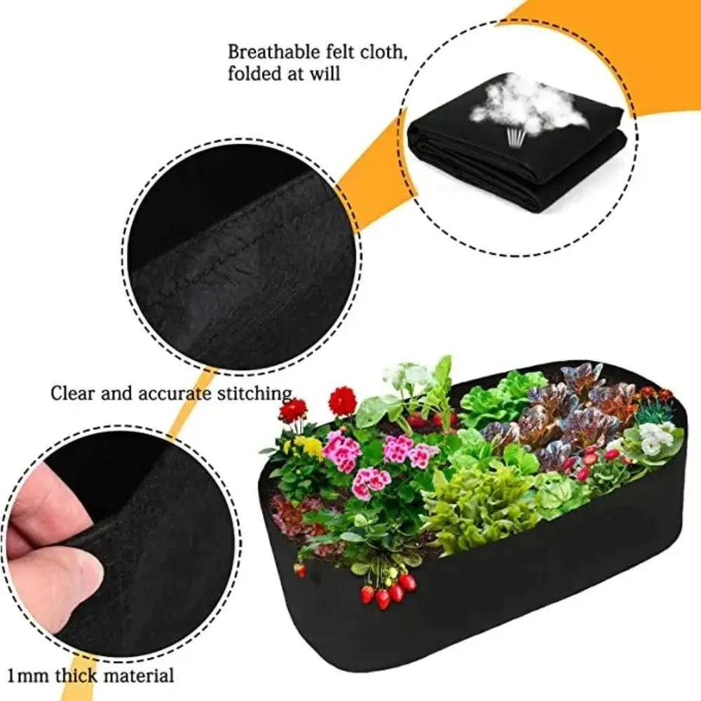 Florabrix Sac de Plante | Sac de Plante Rectangulaire en Tissu Non Tissé | Avec Poignées & Drainage | Pour Légumes, Fleurs & Herbes