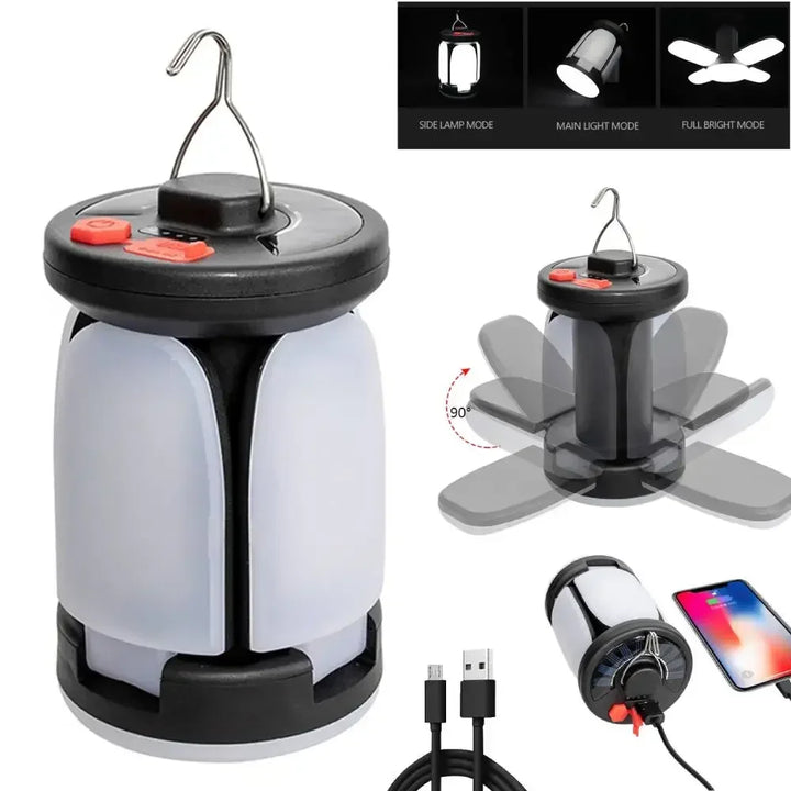 LUMALITE Lampe de Camping Solaire | Chargement USB & Solaire | 6 Modes de Lumière | Pliable & Powerbank – 1000 Lumens