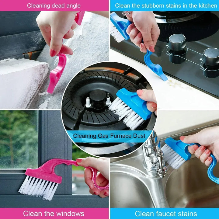 CleanEdge | Brosse et grattoir 2-en-1 | Pour cuisine, salle de bain & cadres de fenêtres | Bleu
