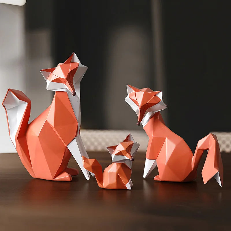 GeoFuchs Sculpture | Figure Géométrique | Décoration Moderne pour la Maison | Résine Fait Main