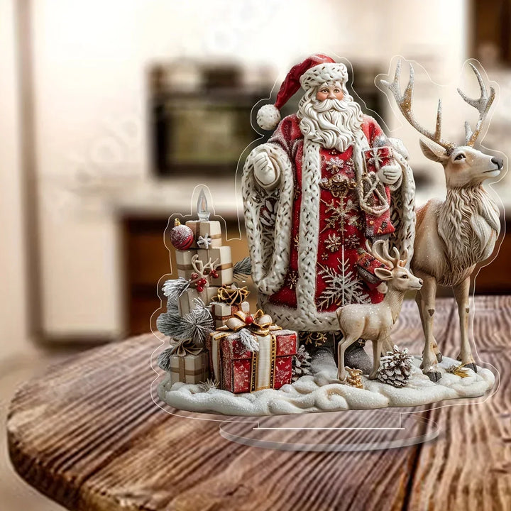 Frostovia | Figurine de Noël | Décoration en acrylique traîneau avec le Père Noël | Design 2D | Décoration de table et de fête festive 2025