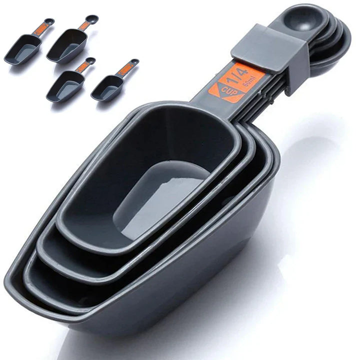 CookMate | Ensemble de 4 tasses à mesurer | 1/4 Cup à 1 Cup | Plastique avec échelle | Utensile de cuisine pour pâtisserie, cuisine & café