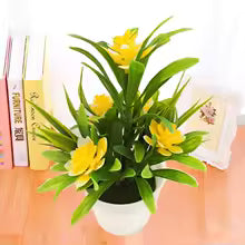 DekoBlüte Lotus | Fleur artificielle avec feuilles & pot de fleurs | 18 cm | Toujours frais
