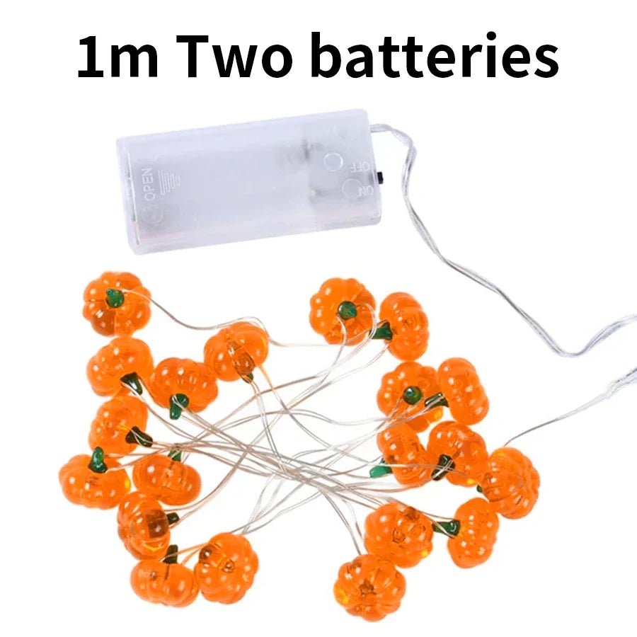 Guirlande LED PumpkiLights | Décoration de citrouille d'Halloween | 10/20/30 LEDs | 1–3 m | Fonctionne sur piles