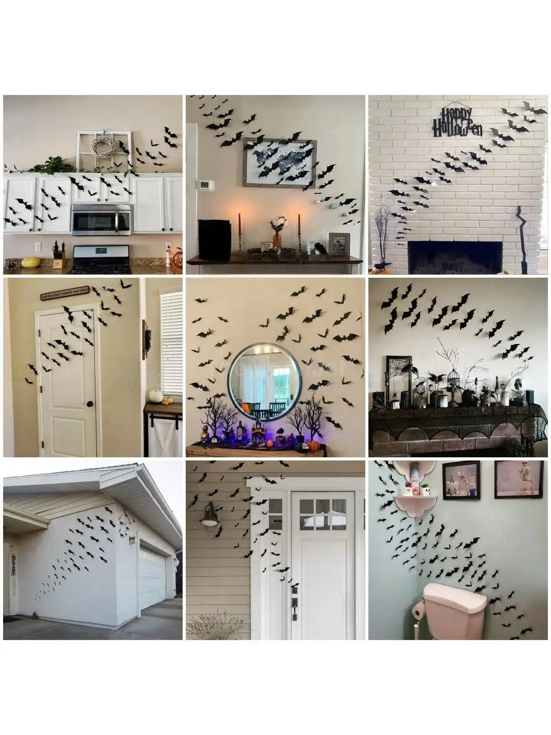 Décoration Murale BatStorm | 60 pièces de Chauves-souris 3D | Imperméable & Réutilisable | Décor Halloween