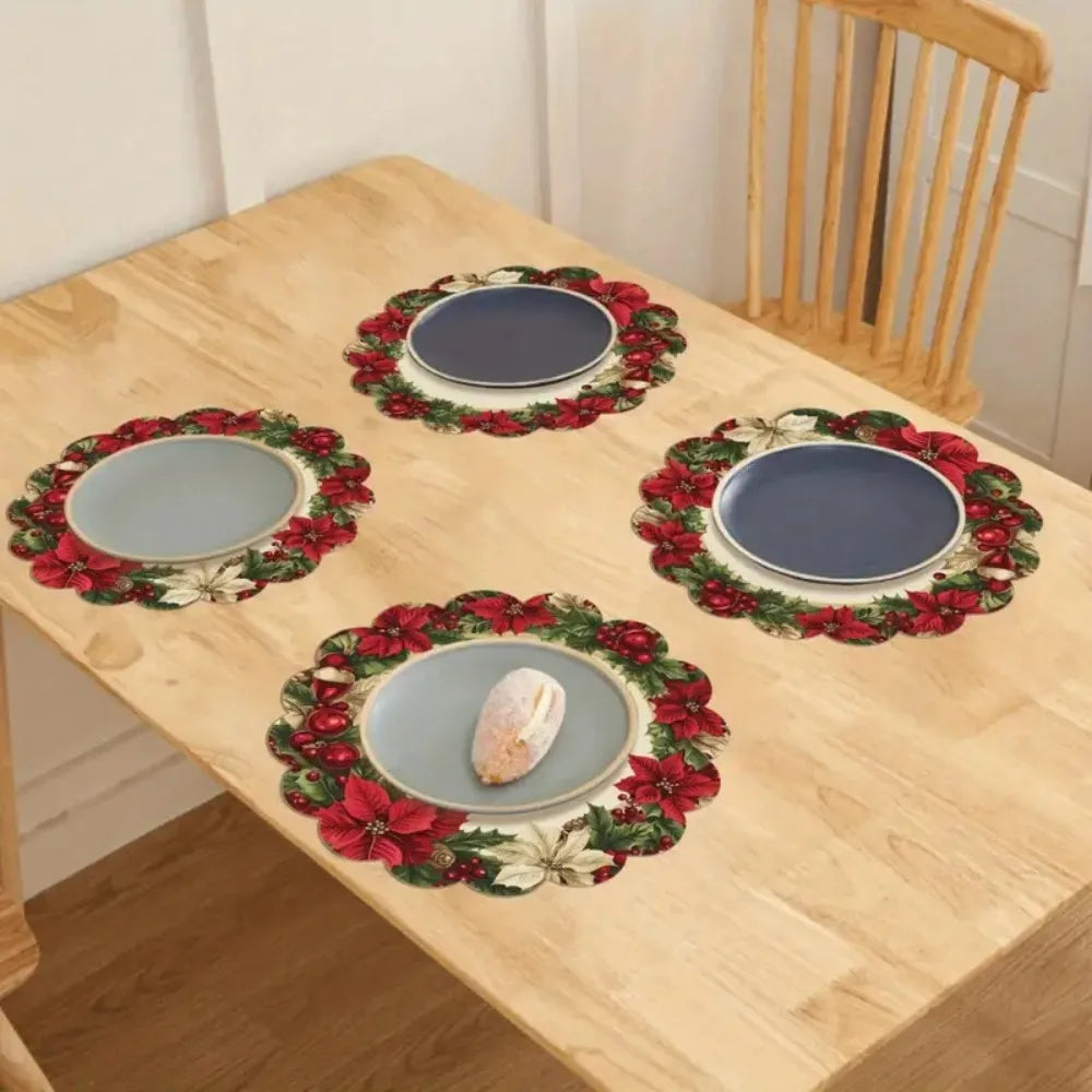 Nordamira | Sets de table de Noël ronds | Ensemble de 4 | Antidérapants & Résistants à la chaleur | Décoration de table festive
