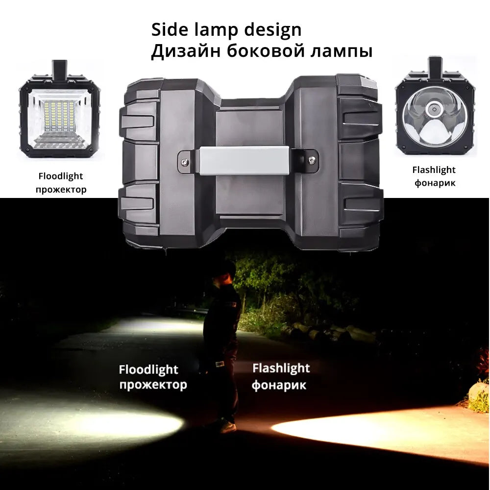 Projecteur LED à batterie DualonX Pro | 40 W | Lampe double avec 7 modes d'éclairage | Rechargeable et étanche IP64 | Fonction powerbank