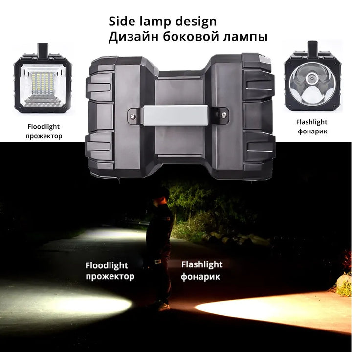 Projecteur LED à batterie DualonX Pro | 40 W | Lampe double avec 7 modes d'éclairage | Rechargeable et étanche IP64 | Fonction powerbank