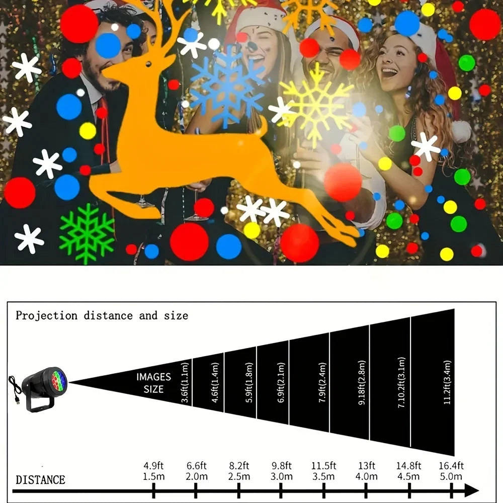 Projecteur LED de Noël SnowMotion | 16 Motifs Rotatifs | Intérieur & Extérieur | Éclairage de Noël pour Maison, Jardin & Fête