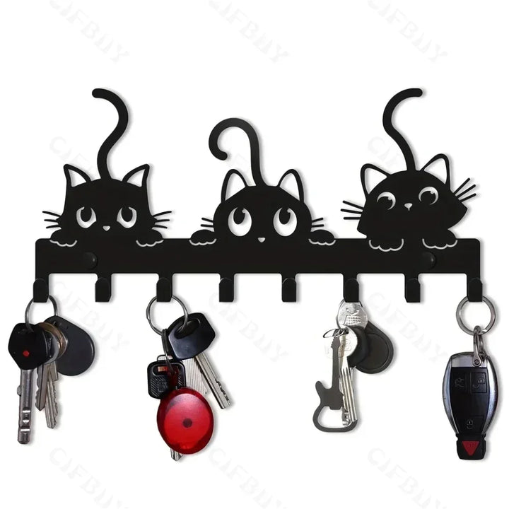 Porte-clés CatHook | Crochet mural au design de chat | Métal revêtu de poudre