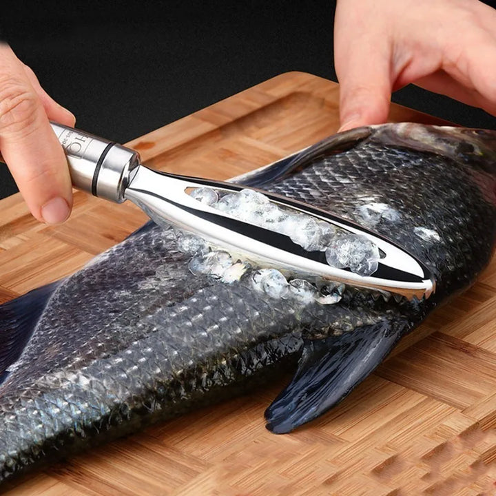 Bloc de cuisine pour enlever les écailles de poisson en acier inoxydable | Grattoir à peau de poisson hygiénique avec pince à arêtes | Résistant à la rouille et durable