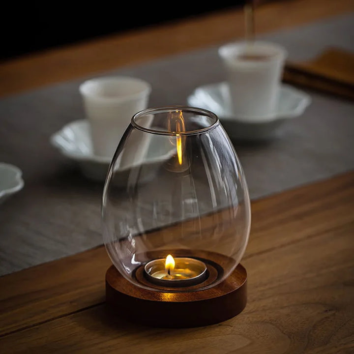Porte-bougie en verre | Design rétro | Protégé du vent & creux | Pour mariage, fête & table à manger
