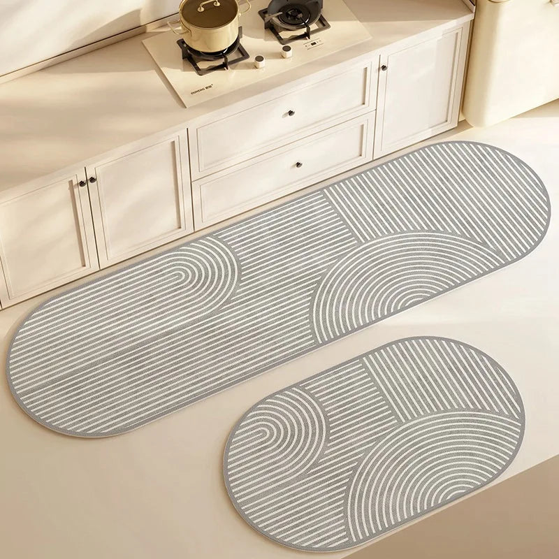 Tapis de Cuisine & Salle de Bain AquaStone | Diatomite & Aspect Velours | Super Absorbant & Antidérapant | Lavable & Durable