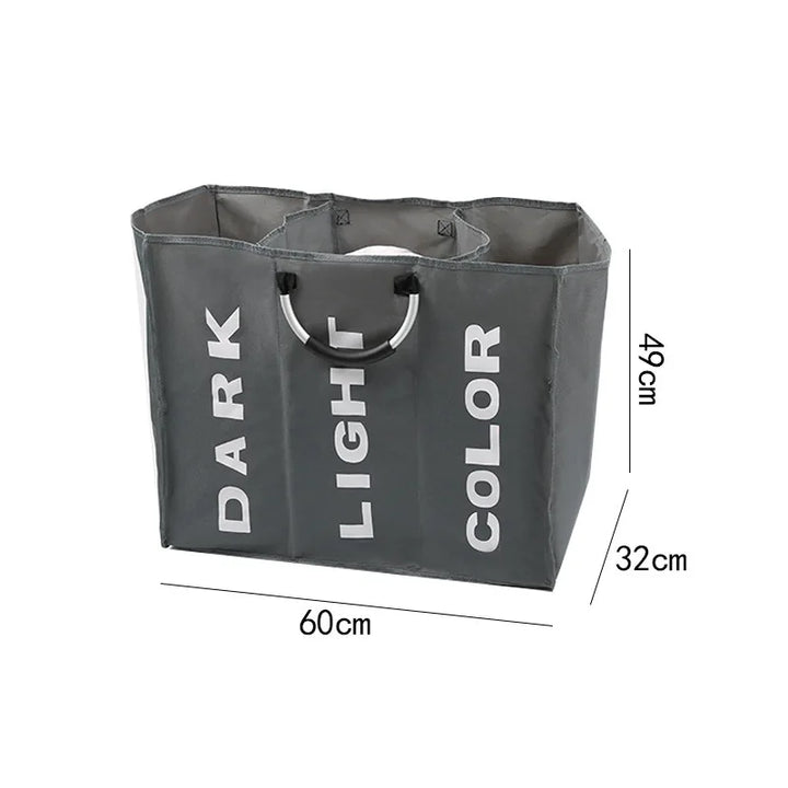 Panier à linge CarryWash avec poignées | Portable et pliable | Tissu Oxford | 60×32×49 cm | Gris clair/Gris foncé