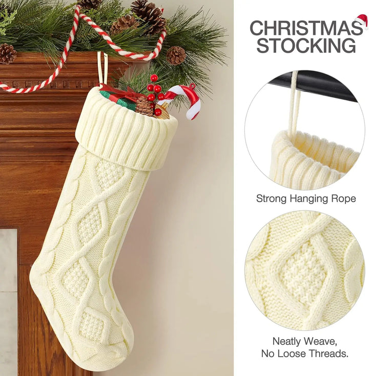 Chaussette de Noël CozyKnit Grande | Tricotée & Douce | Décoration de Noël pour Enfants & Famille | Design Classique