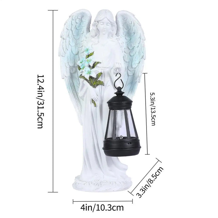 Auralis | Figurine d'Ange Solaire | Résistant aux intempéries & lumineux | 20 × 10 × 8 cm | Sculpture en résine pour jardin, terrasse & décoration de tombe