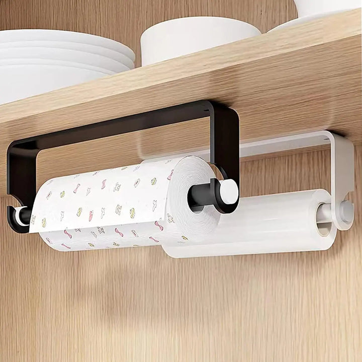 Organiva DuoRoll Support de rouleau de cuisine mural | Avec compartiment pour film | Gain de place & Pratique | Cuisine & Salle de bain