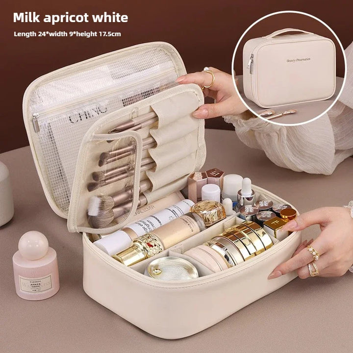 VELINIA Trousse de maquillage pour femmes | Grande capacité | Résistante à l'eau & Luxueuse | Cuir PU