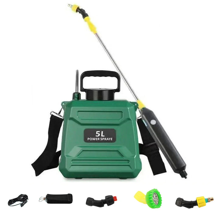 SPRAYMATE Pro Pulvérisateur à batterie | Bouteille pulvérisatrice de 5 L à épaule | Chargement USB & Buse réglable | Pour jardin, nettoyage & désherbage