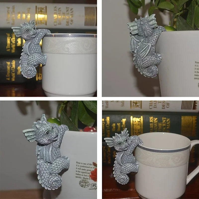 Figurines de dragons suspendues | Décor en résine résistant aux intempéries | Pour pots de fleurs et à la maison