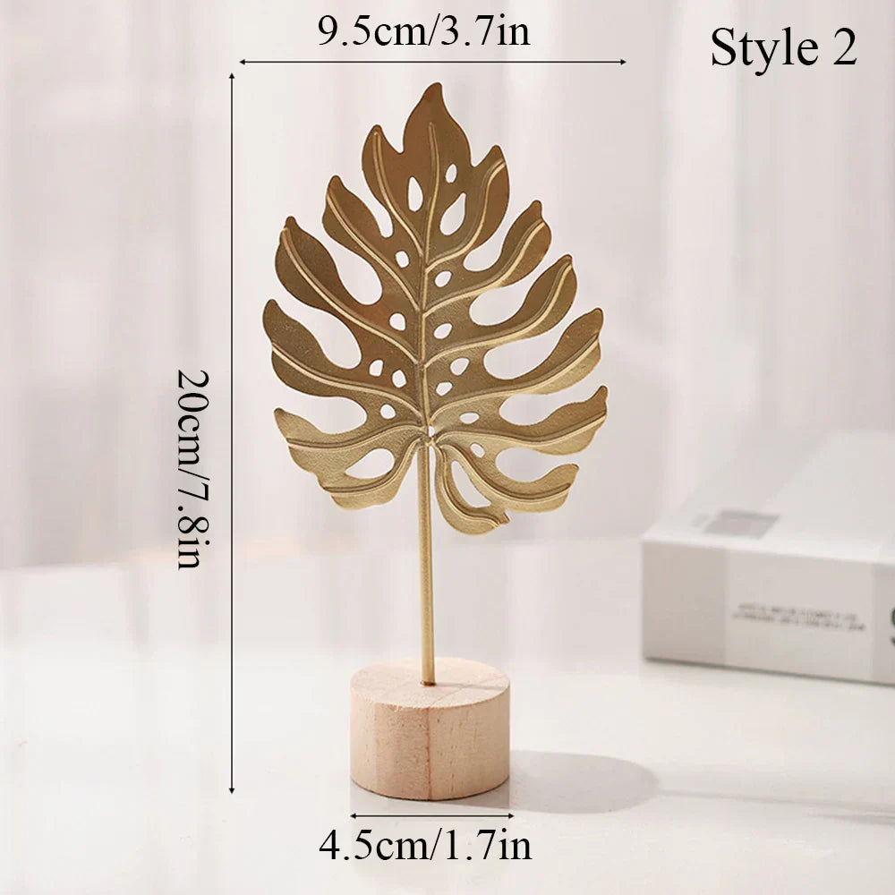 Figurine décorative Ginkgo Elegance | Sculpture de feuille dorée en métal | Décoration pour la maison et le bureau