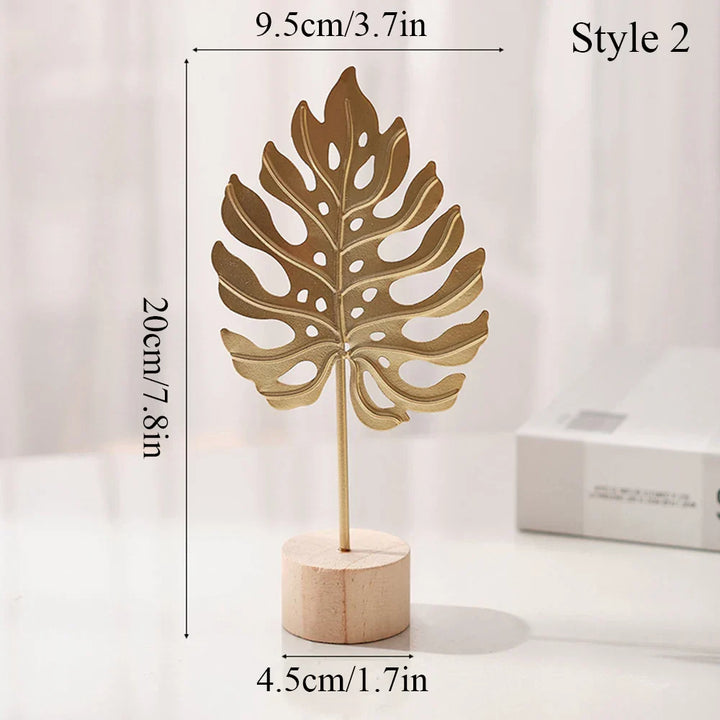 Figurine décorative Ginkgo Elegance | Sculpture de feuille dorée en métal | Décoration pour la maison et le bureau