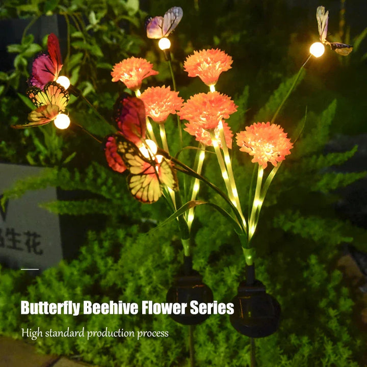 Lampes de jardin solaires PapillonGlow | 6 têtes de fleurs en forme de papillon | Contrôle intelligent de la lumière | Lampes solaires décoratives pour espaces extérieurs