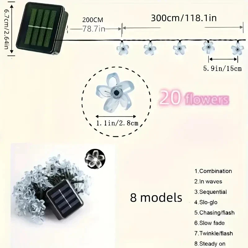 Guirlande lumineuse solaire LumiCord | Lumière LED blanc chaud | Économique en énergie & Résistante aux intempéries | Pour jardin, balcon & fêtes