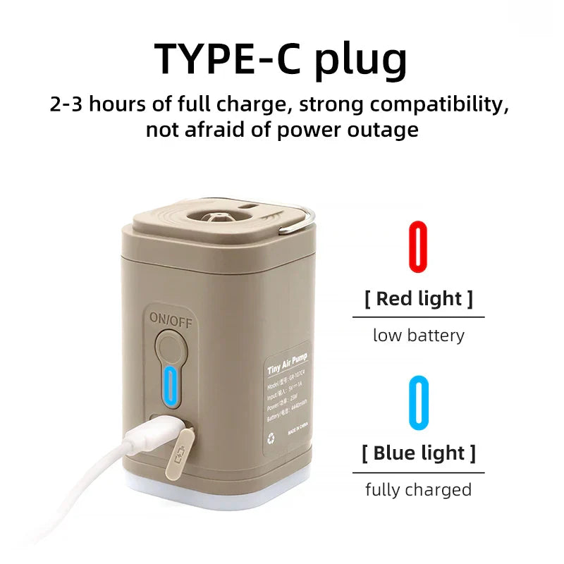Pompe à air extérieure AeroBlow Mini | Électrique & Rechargeable USB | Portable & Sans fil | Pour matelas pneumatiques & sacs sous vide
