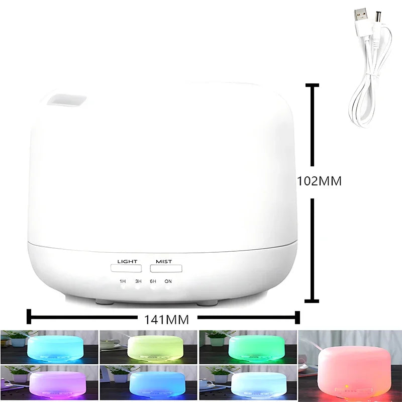 Diffuseur d'arômes Lunora | 500 ml | Humidificateur à ultrasons | Veilleuse LED | Fonctionnement USB