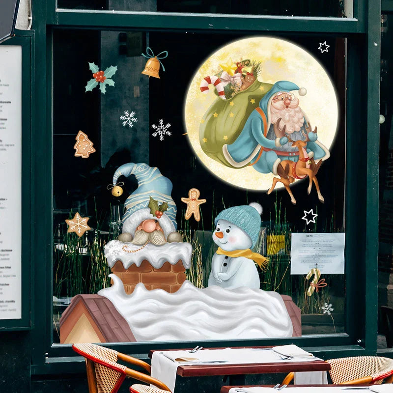 Glimoria | Autocollants de fenêtre de Noël 2025 | Père Noël & Sapin de Noël | Autocollants de fenêtre amovibles pour verre & murs | Décoration festive pour Noël & Nouvel An