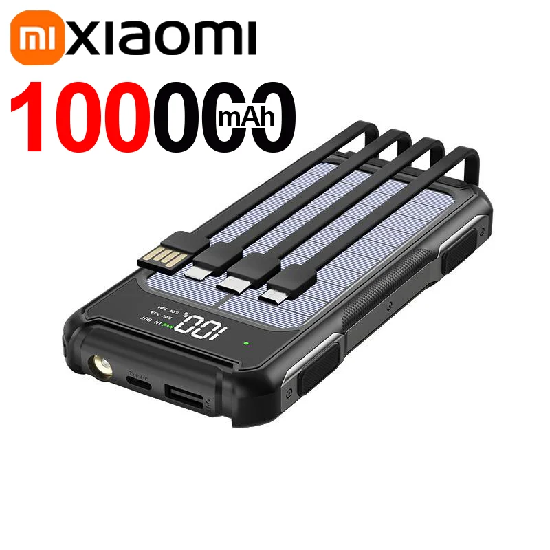 Powerbank Solaire Voltora 200K | 200.000mAh | Câble 4-en-1 | Charge Rapide & LED d'Urgence | Pour iPhone & Samsung